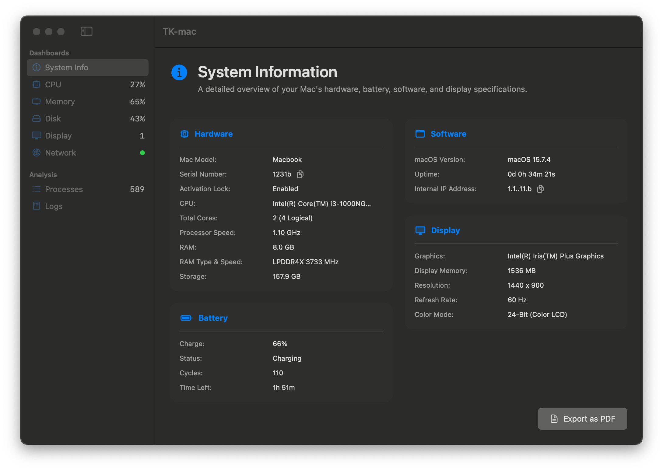 Main Dashboard Screenshot
